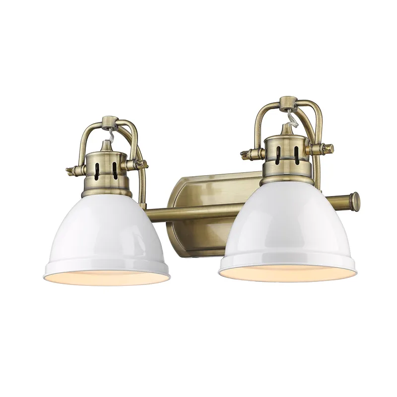 Yep by Golden Lighting Duncan 2-light Vanity in Aged Brass and Matte White shade — Golden Lighting LED Wall Lights 100.0W 