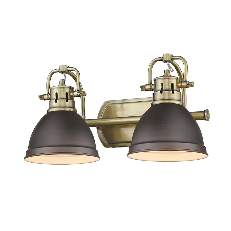 Yep by Golden Lighting Duncan 2-light Vanity in Aged Brass and Rubbed Bronze shade — Golden Lighting LED Wall Lights 100.0W 