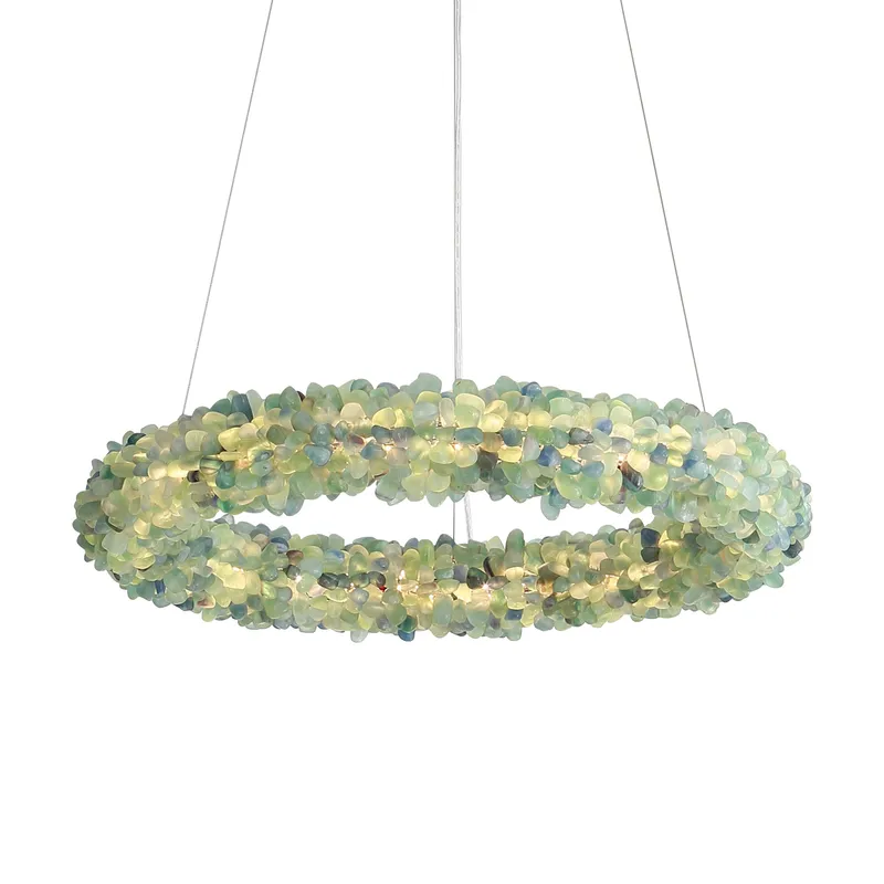 Ziva by Golden Lighting Corallo Integrated LED 22in Chandelier in Turquoise — Golden Lighting LED Pendant Lights  3000K