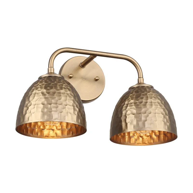 Golden Lighting Shepard 2-light Vanity in Modern Brass and Modern Brass shade — Golden Lighting LED Wall Lights  