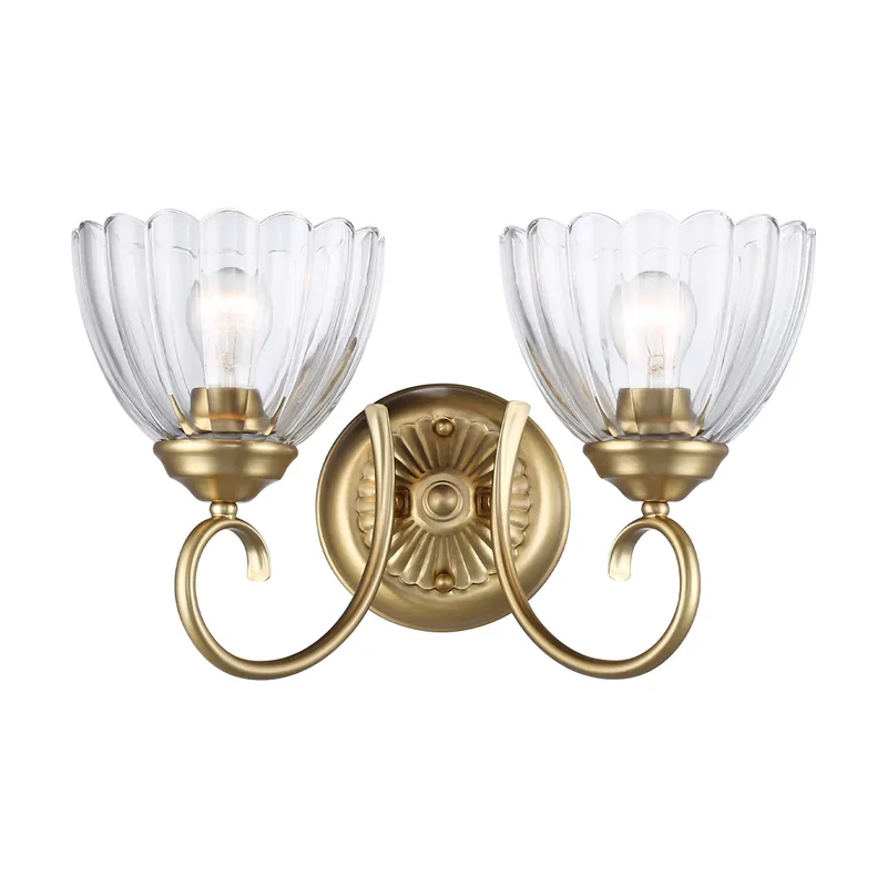 Golden Lighting Audra 2-light Vanity in Brushed Champagne Brass — Golden Lighting LED Wall Lights  