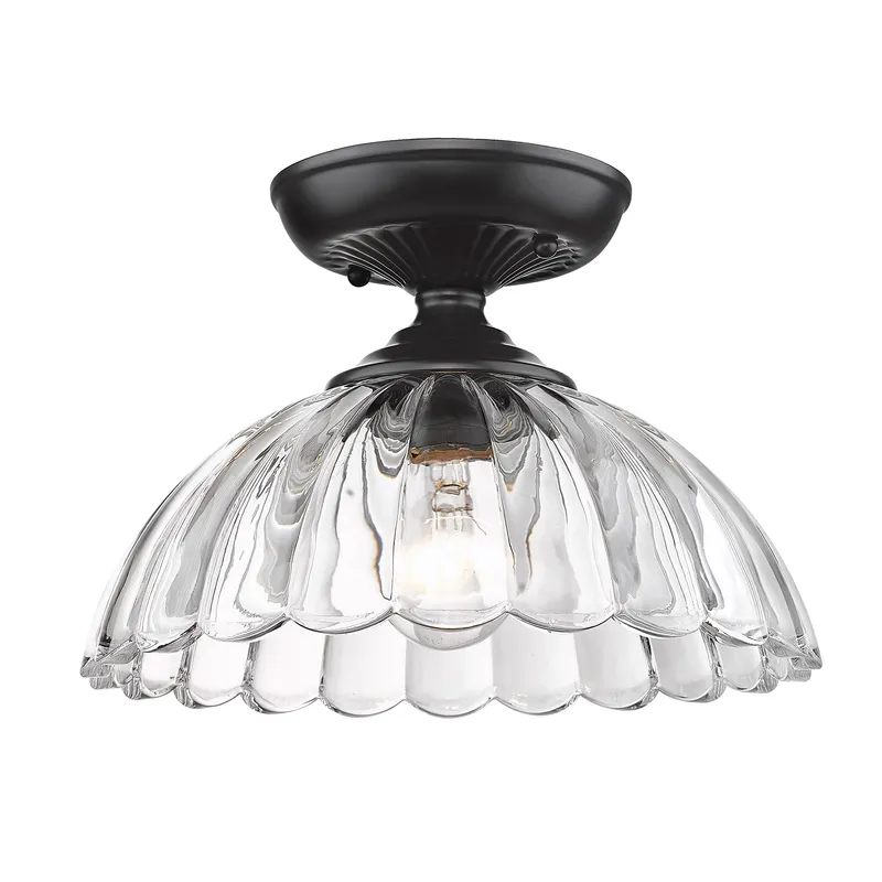 Golden Lighting Audra 1-light 12in Semi-Flush Mount in Matte Black — Golden Lighting LED Ceiling Lights  