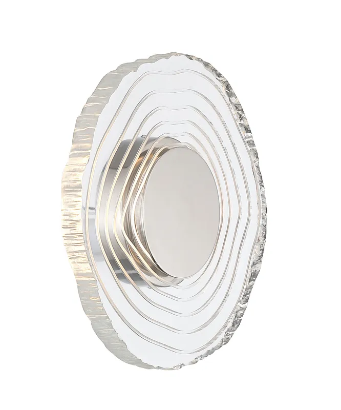 Golden Lighting Luminwood Integrated LED 12in Wall Sconce in Polished Nickel with Wood-Pressed Clear Resin — Golden Lighting LED Wall Lights  3000K