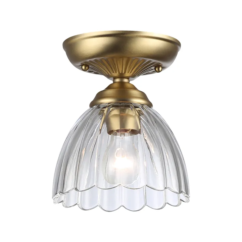 Golden Lighting Audra 1-light 7in Semi-Flush Mount in Brushed Champagne Brass — Golden Lighting LED Ceiling Lights  