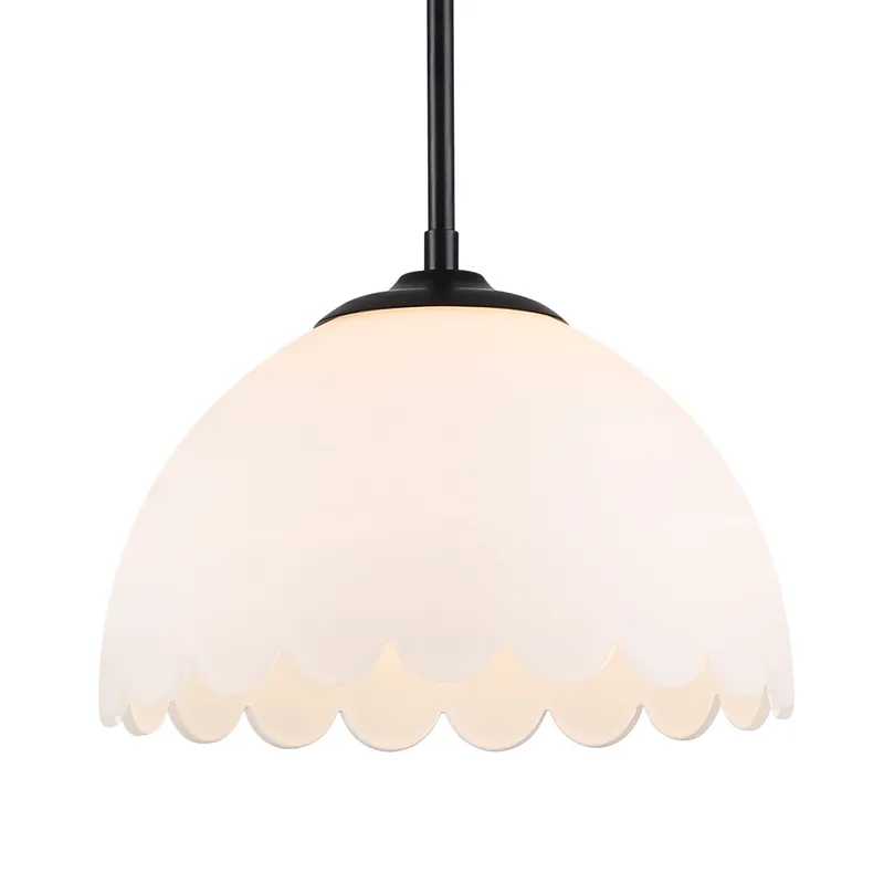 Dorinda 1-Light Pendant in Matte Black with Opal Glass — Golden Lighting LED Pendant Lights 100.0W 