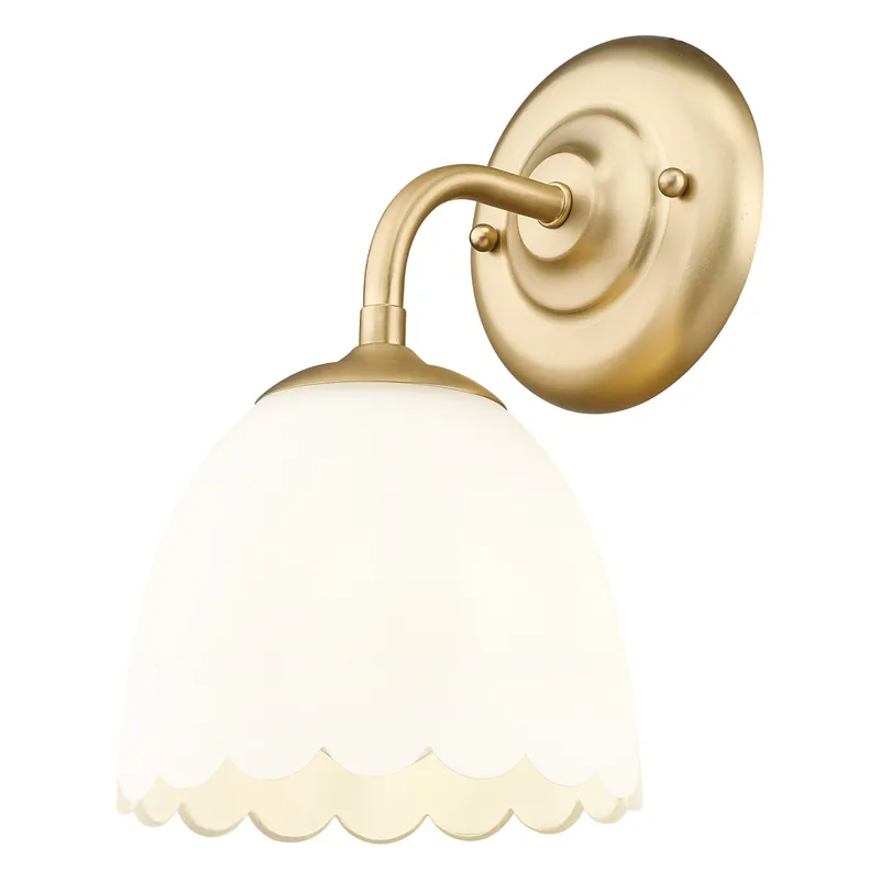 Dorinda 1-Light Wall Sconce in Brushed Champagne Bronze with Opal Glass — Golden Lighting LED Wall Lights 100.0W 
