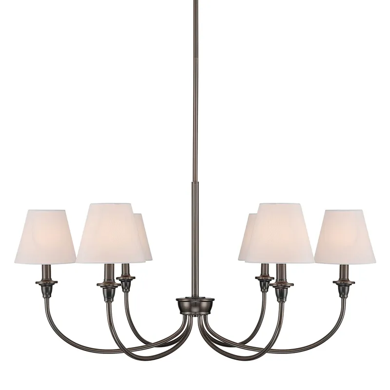 Cambria 6-Light Chandelier in Oil Rubbed Bronze & White Shades — Golden Lighting LED Pendant Lights  