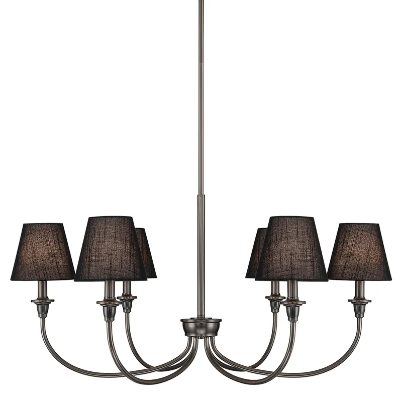 Cambria 6-Light Chandelier in Oil Rubbed Bronze & Black Shades — Golden Lighting LED Pendant Lights  