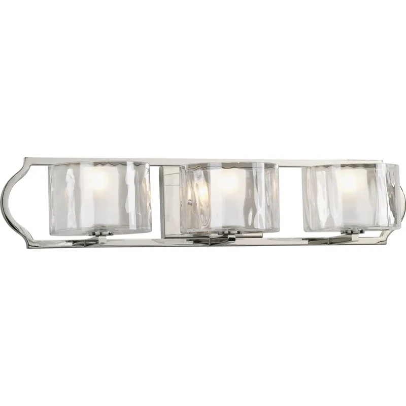 Caress Collection Three-Light Clear Water Glass Bath Vanity Light — Progress Lighting LED Wall Lights  