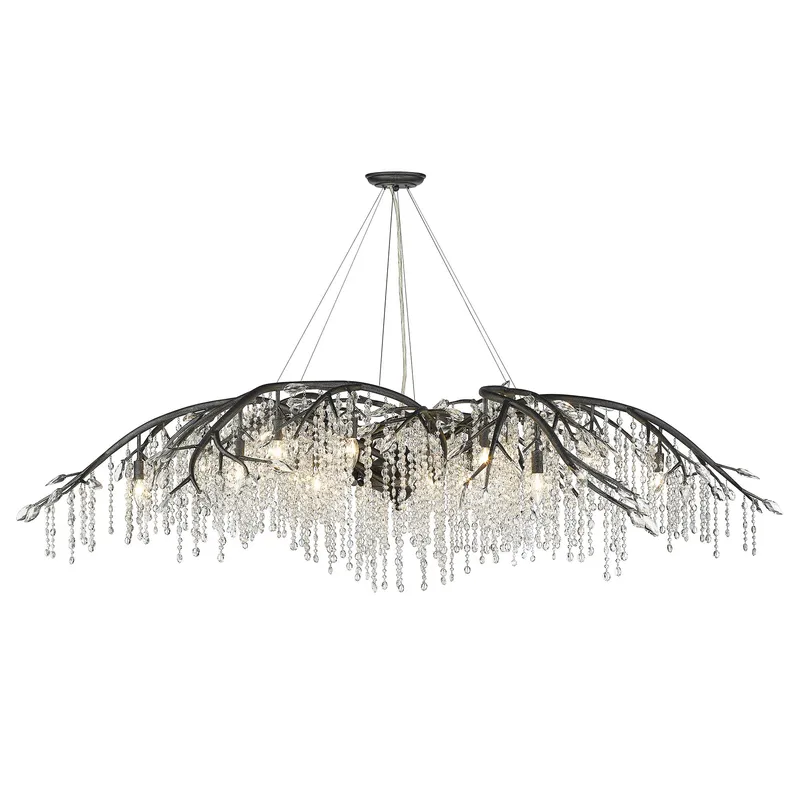 Ziva by Golden Lighting Autumn Twilight 24-light Chandelier in Black Iron — Golden Lighting LED Pendant Lights  