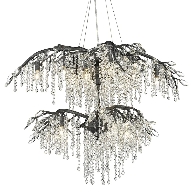 Ziva by Golden Lighting Autumn Twilight 18-light Chandelier in Black Iron — Golden Lighting LED Pendant Lights  