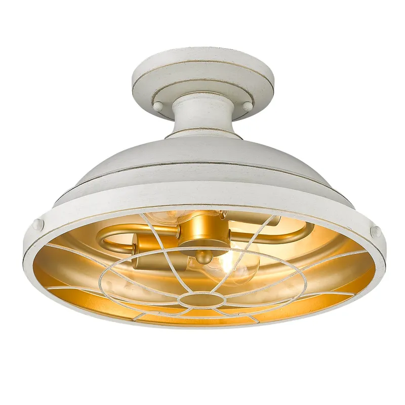 Golden Lighting Bartlett 2-light Semi-Flush Mount in French White — Golden Lighting LED Ceiling Lights  