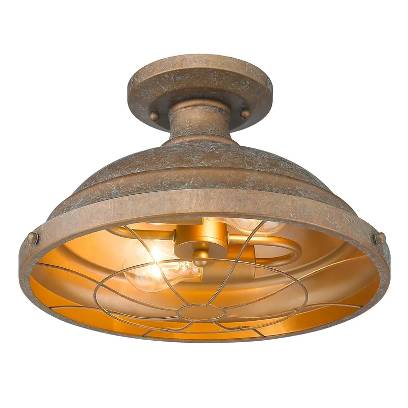 Golden Lighting Bartlett 2-light Semi-Flush Mount in Copper Patina — Golden Lighting LED Ceiling Lights  