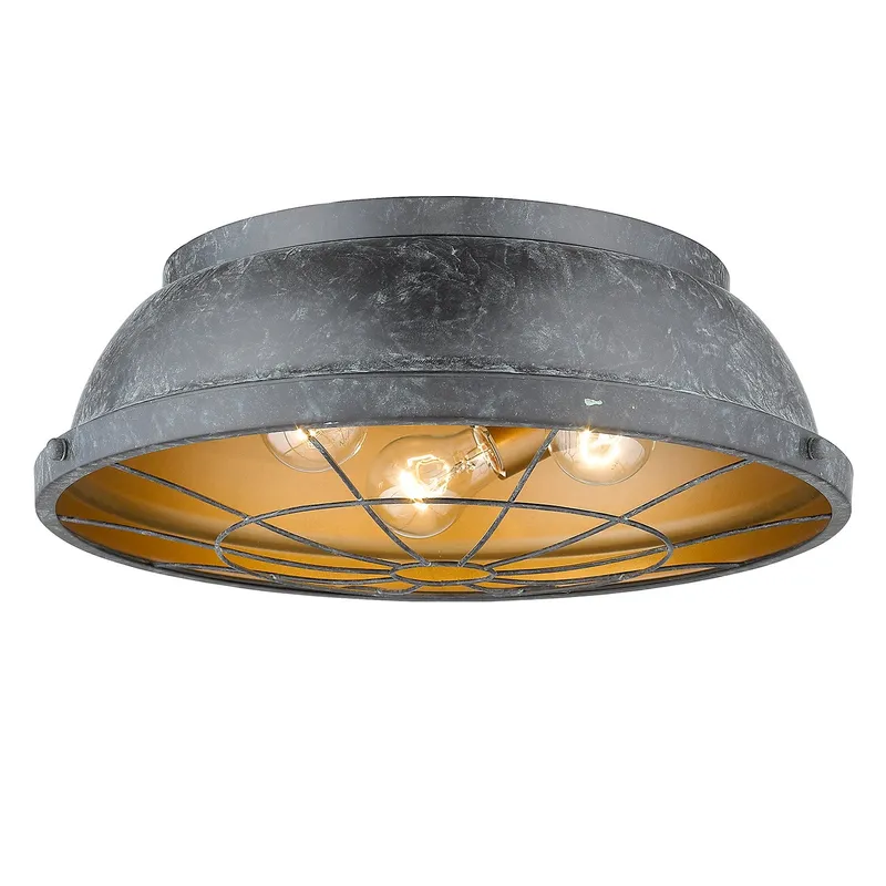 Golden Lighting Bartlett 3-light Flush Mount in Black Patina — Golden Lighting LED Ceiling Lights  