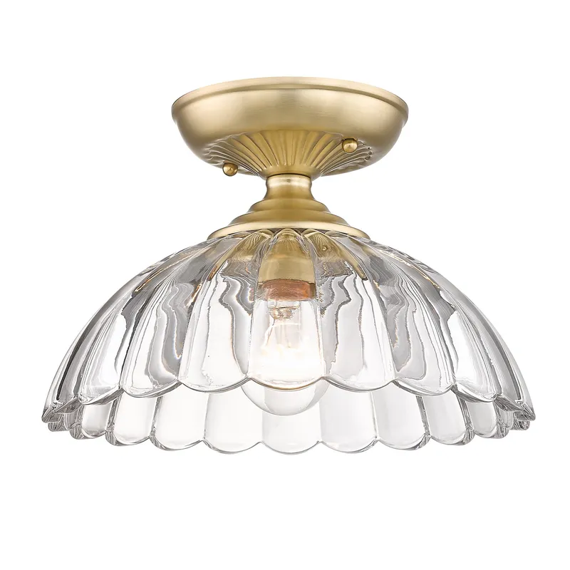 Golden Lighting Audra 1-light 12in Semi-Flush Mount in Brushed Champagne Brass — Golden Lighting LED Ceiling Lights  