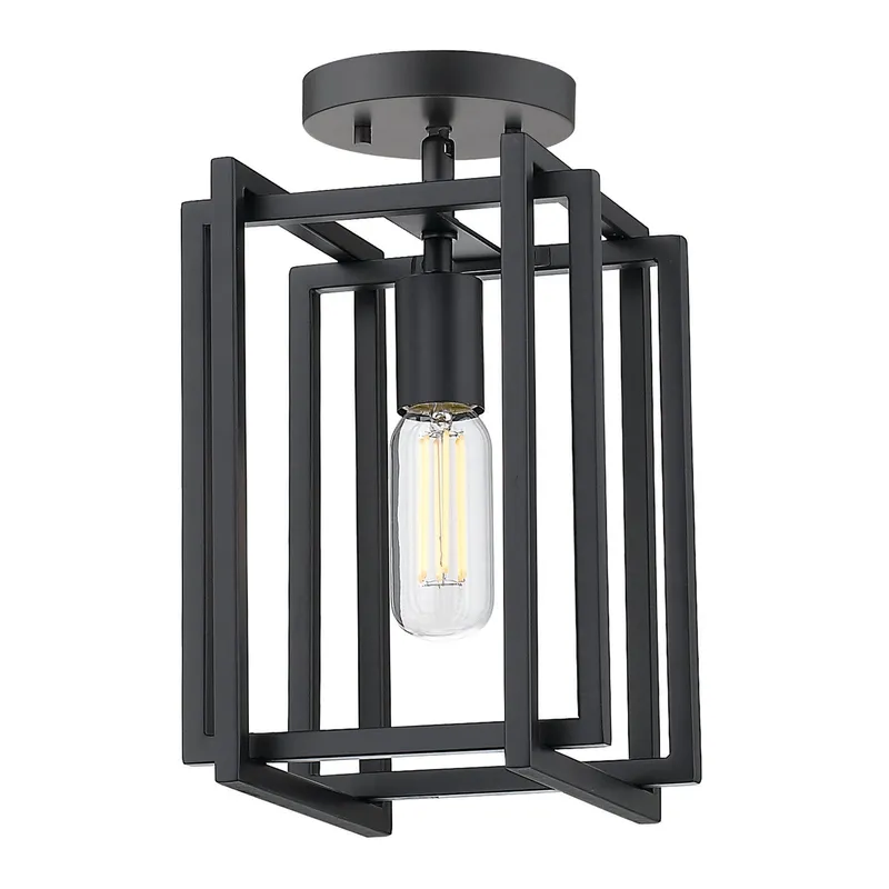 Golden Lighting Tribeca 1-light Semi-Flush Mount in Matte Black — Golden Lighting LED Pendant Lights  