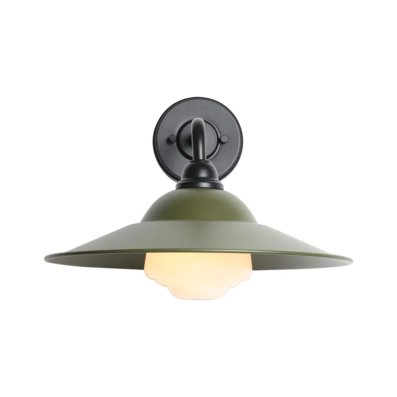 Yep by Golden Lighting Croma 1-light Wall Sconce in Matte Pine shade and White Bell Glass — Golden Lighting LED Wall Lights 60.0W 