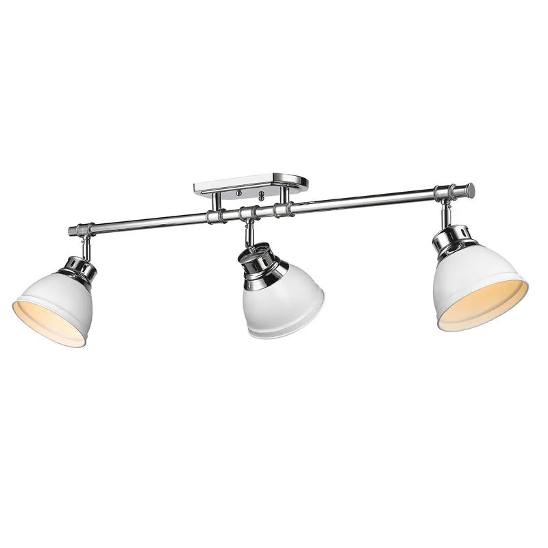 Yep by Golden Lighting Duncan 3-light Semi-Flush Mount in Chrome and Matte White shade — Golden Lighting LED Ceiling Lights  