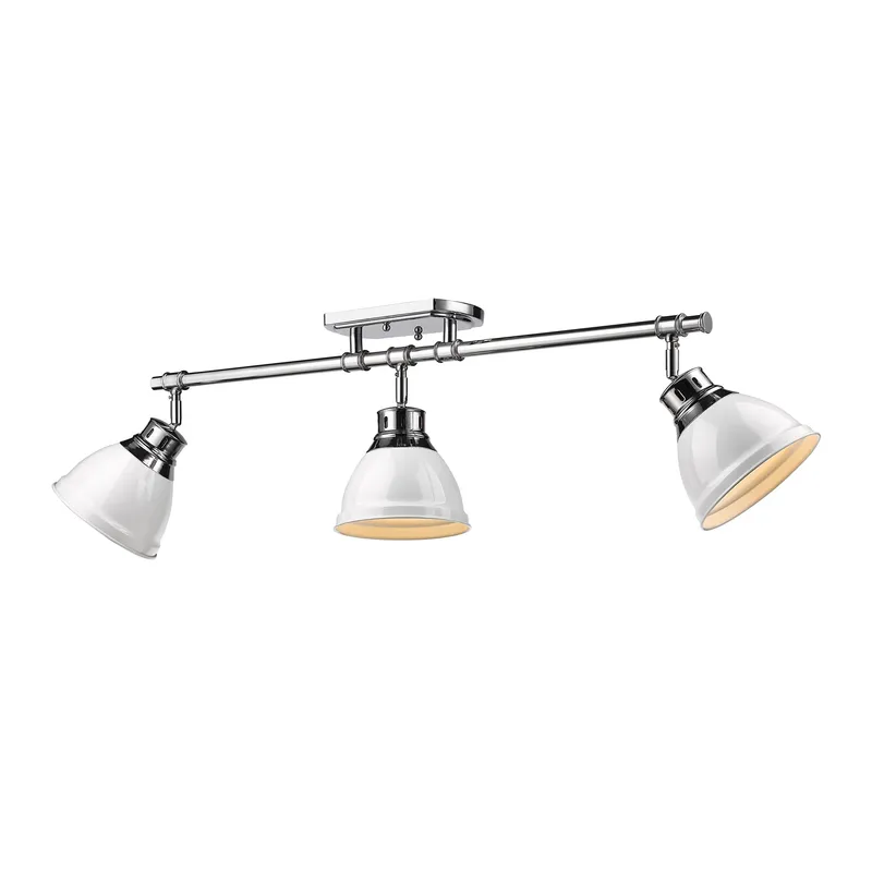 Yep by Golden Lighting Duncan 3-light Semi-Flush Mount in Chrome and White shade — Golden Lighting LED Ceiling Lights  