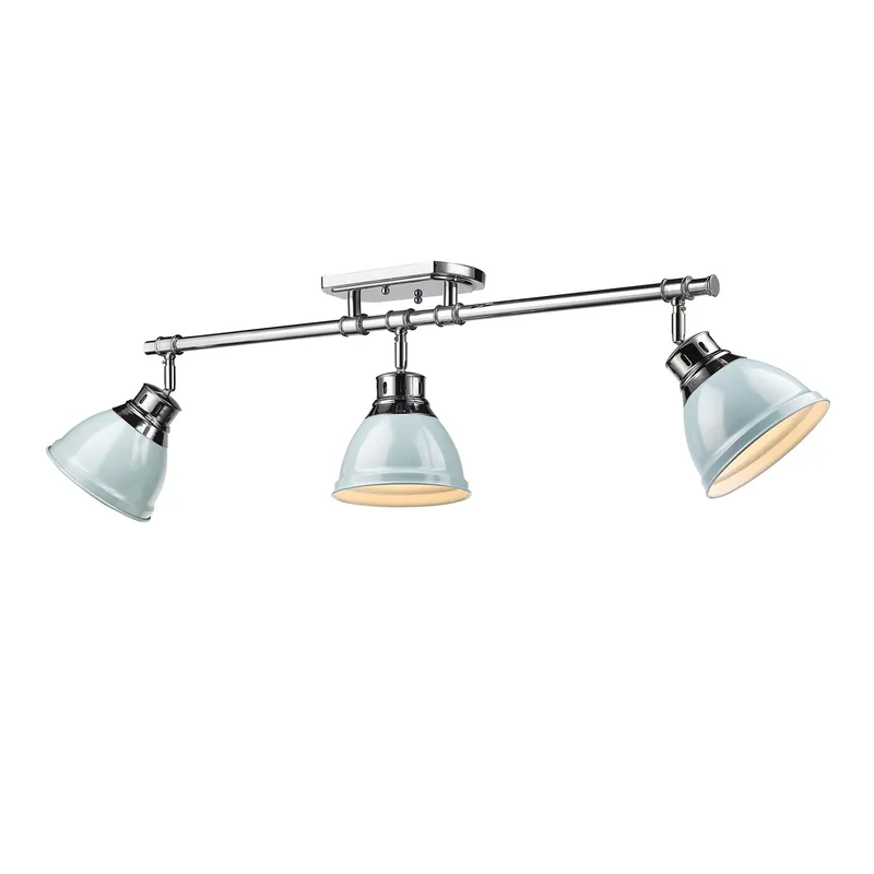 Yep by Golden Lighting Duncan 3-light Semi-Flush Mount in Chrome and Seafoam shade — Golden Lighting LED Ceiling Lights  