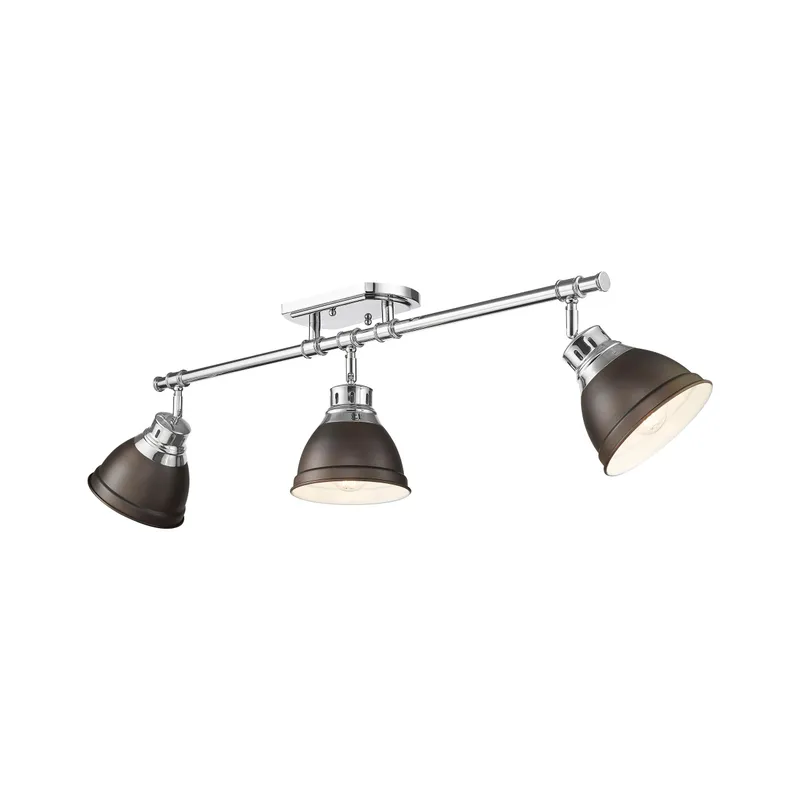 Yep by Golden Lighting Duncan 3-light Semi-Flush Mount in Chrome and Rubbed Bronze shade — Golden Lighting LED Ceiling Lights  