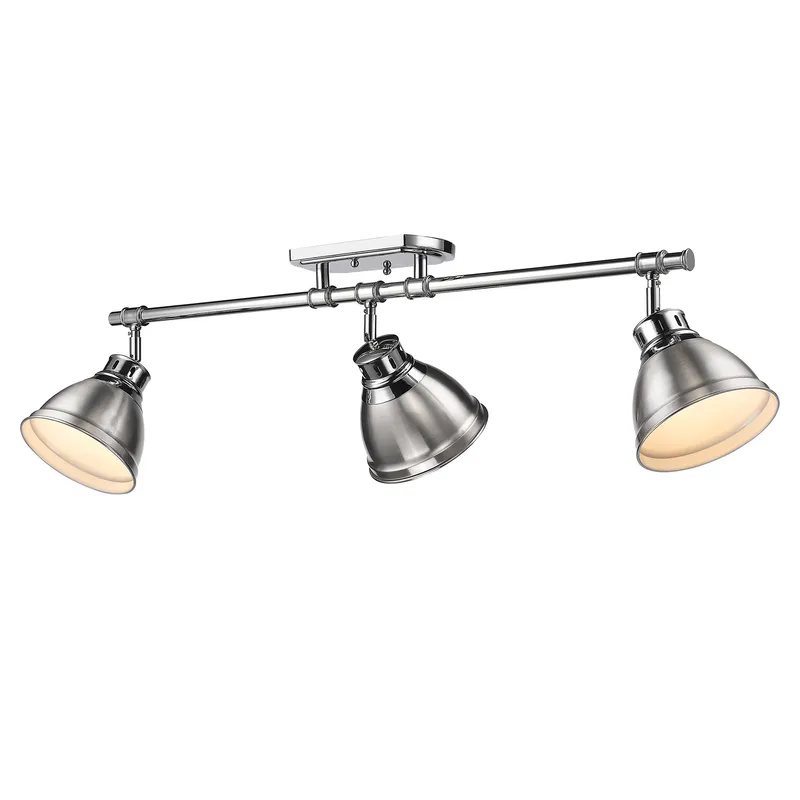 Yep by Golden Lighting Duncan 3-light Semi-Flush Mount in Chrome and Pewter shade — Golden Lighting LED Ceiling Lights 100.0W 