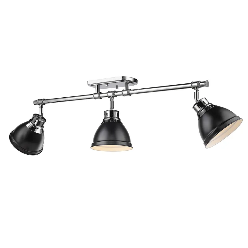 Yep by Golden Lighting Duncan 3-light Semi-Flush Mount in Chrome and Matte Black shade — Golden Lighting LED Ceiling Lights  