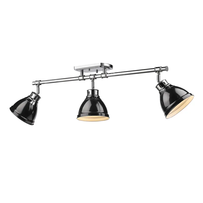 Yep by Golden Lighting Duncan 3-light Semi-Flush Mount in Chrome and Black shade — Golden Lighting LED Ceiling Lights 100.0W 