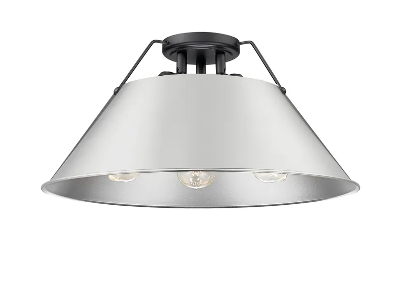 Yep by Golden Lighting Orwell 3-light Flush Mount in Matte Black and Pewter shade — Golden Lighting LED Ceiling Lights  