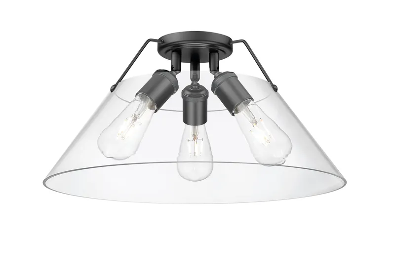 Yep by Golden Lighting Orwell 3-light Flush Mount in Matte Black and Clear Glass — Golden Lighting LED Ceiling Lights  