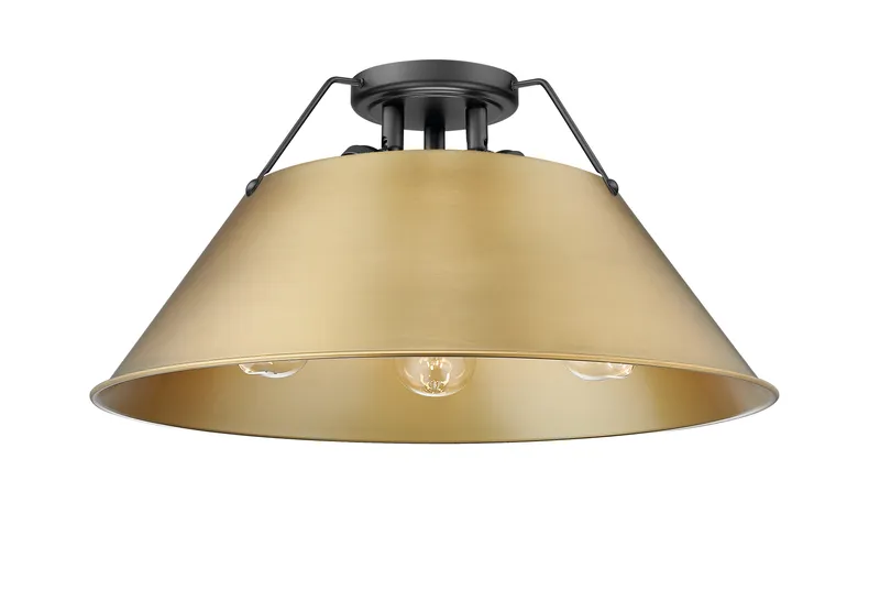 Yep by Golden Lighting Orwell 3-light Flush Mount in Matte Black and Brushed Champagne Brass shade — Golden Lighting LED Ceiling Lights  