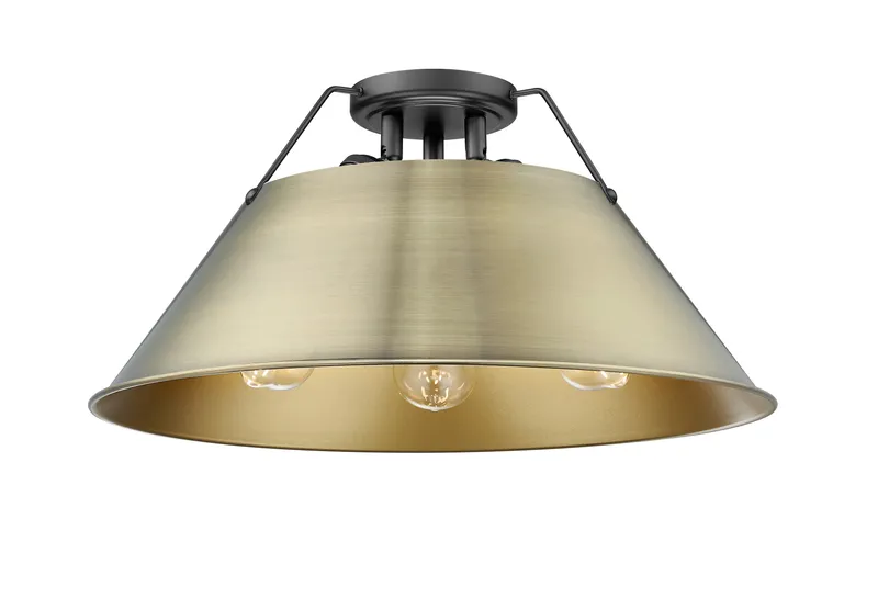 Yep by Golden Lighting Orwell 3-light Flush Mount in Matte Black and Aged Brass shade — Golden Lighting LED Ceiling Lights  