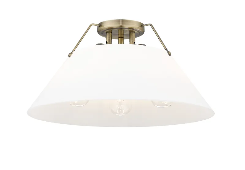 Yep by Golden Lighting Orwell 3-light Flush Mount in Aged Brass and Opal Glass — Golden Lighting LED Ceiling Lights  