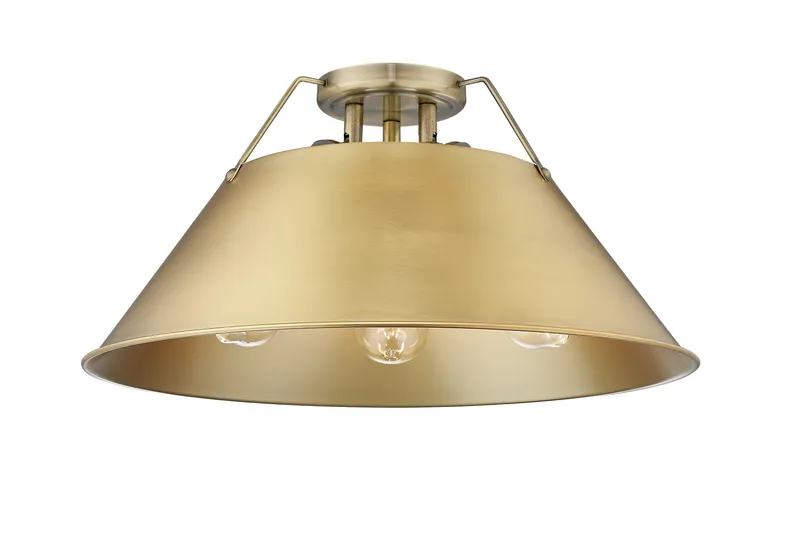 Yep by Golden Lighting Orwell 3-light Flush Mount in Aged Brass and Brushed Champagne Brass shade — Golden Lighting LED Ceiling Lights 60.0W 