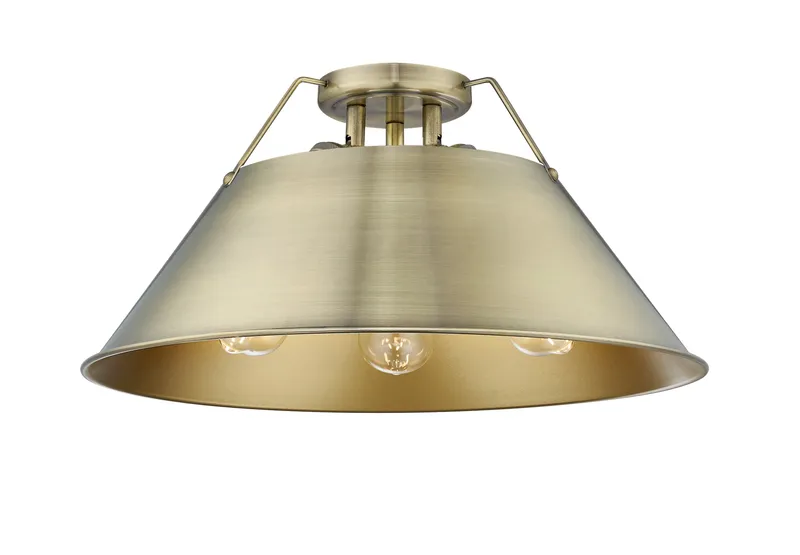 Yep by Golden Lighting Orwell 3-light Flush Mount in Aged Brass — Golden Lighting LED Ceiling Lights  