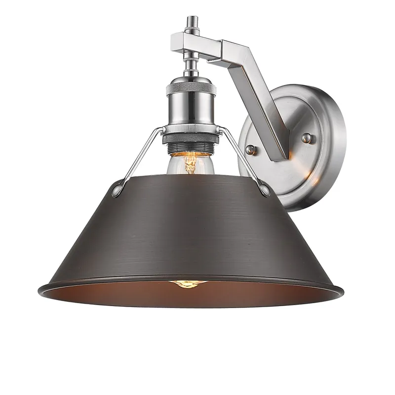 Yep by Golden Lighting Orwell 1-light Wall Sconce in Pewter and Rubbed Bronze shade — Golden Lighting LED Wall Lights 1.0W 