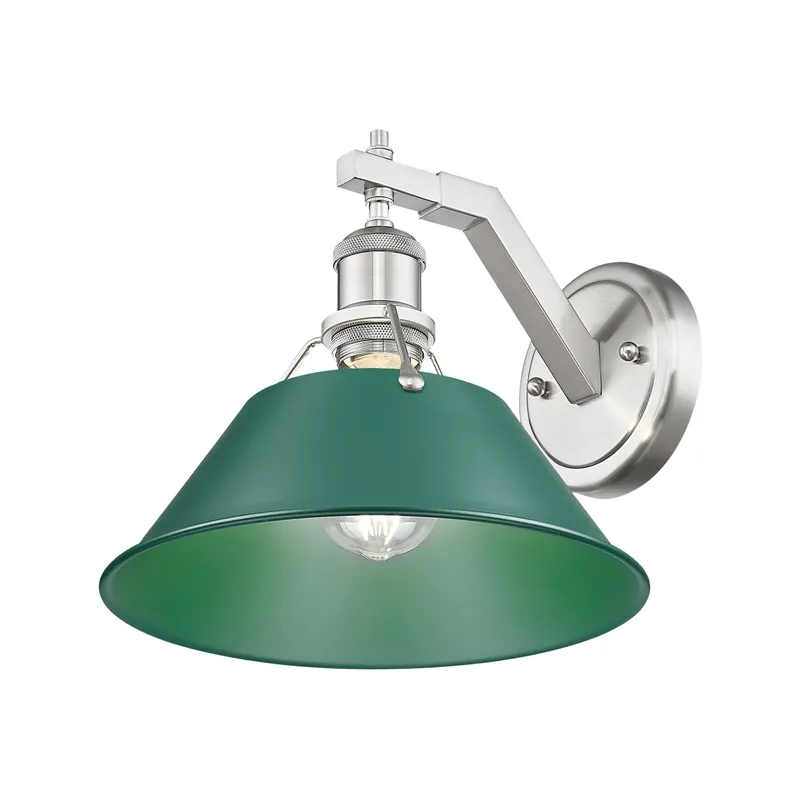 Yep by Golden Lighting Orwell 1-light Wall Sconce in Pewter and Pine Green shade — Golden Lighting LED Wall Lights 1.0W 
