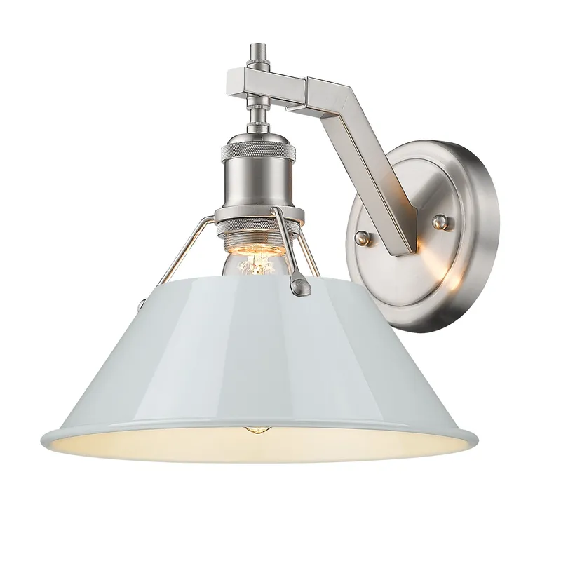 Yep by Golden Lighting Orwell 1-light Wall Sconce in Pewter and Dusky Blue shade — Golden Lighting LED Wall Lights 1.0W 