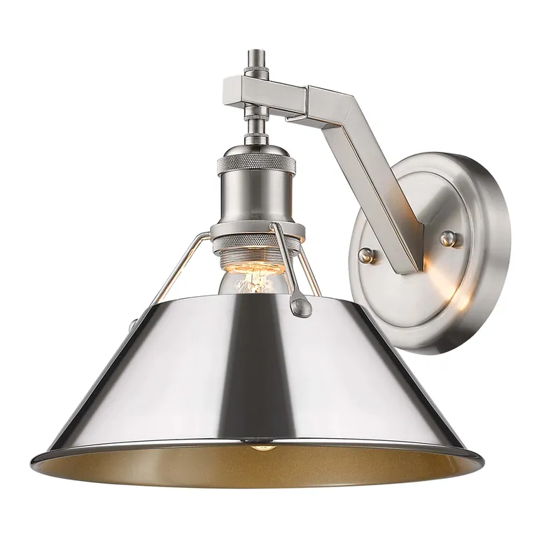 Yep by Golden Lighting Orwell 1-light Wall Sconce in Pewter and Chrome shade — Golden Lighting LED Wall Lights 1.0W 