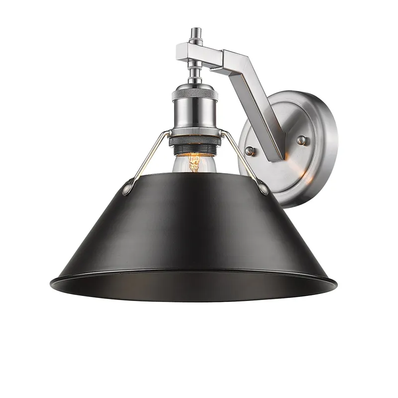 Yep by Golden Lighting Orwell 1-light Wall Sconce in Pewter and Matte Black shade — Golden Lighting LED Wall Lights 1.0W 