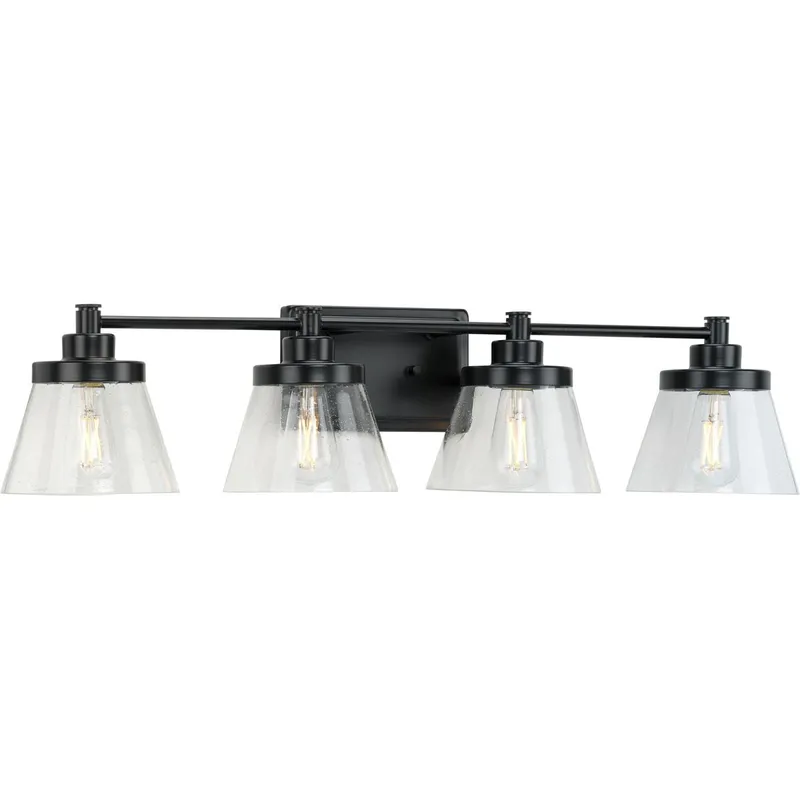 Hinton Collection Four-Light Clear Seeded Glass Bath Vanity Light — Progress Lighting LED Wall Lights  