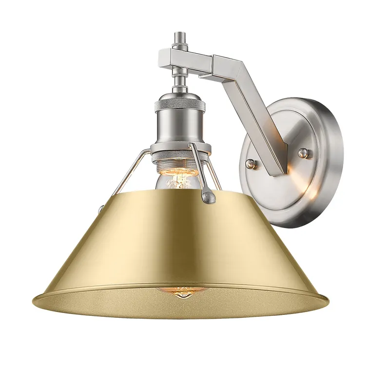 Yep by Golden Lighting Orwell 1-light Wall Sconce in Pewter and Brushed Champagne Brass shade — Golden Lighting LED Wall Lights 1.0W 