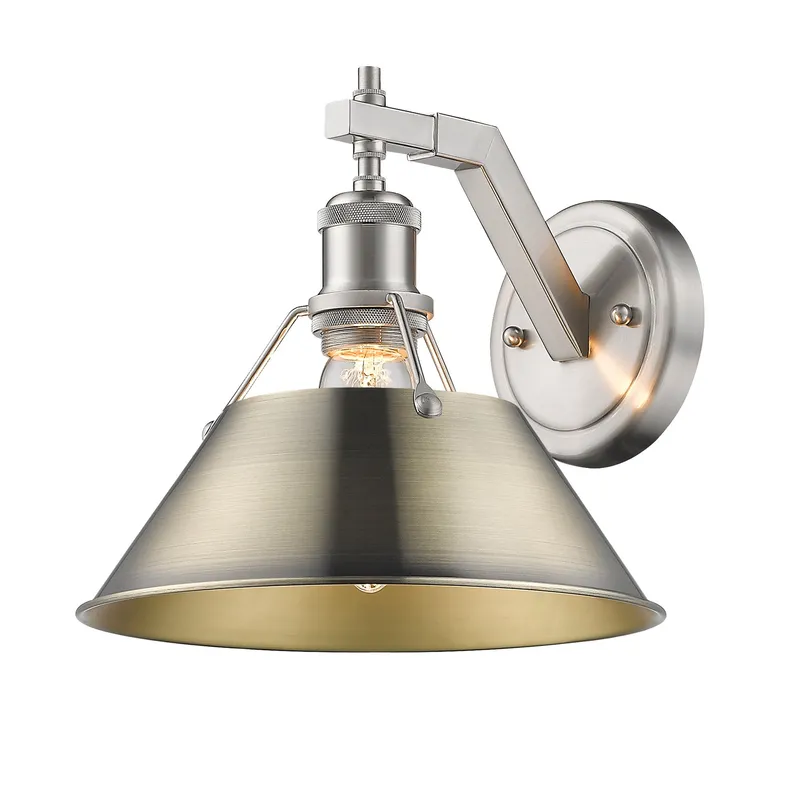 Yep by Golden Lighting Orwell 1-light Wall Sconce in Pewter and Aged Brass shade — Golden Lighting LED Wall Lights 100.0W 