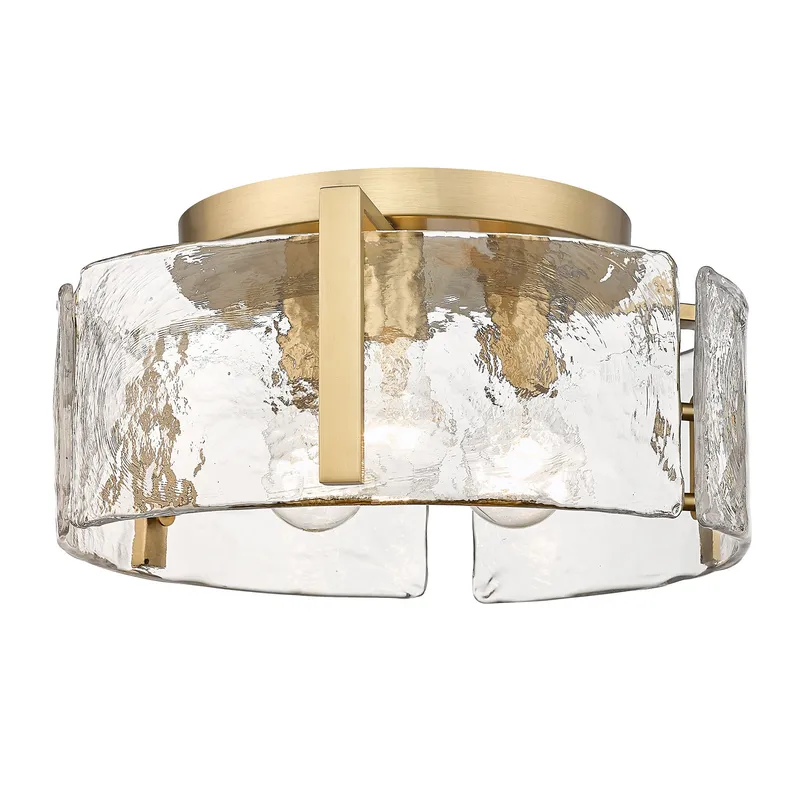 Aenon 3-light Flush Mount in Brushed Champagne Brass — Golden Lighting LED Ceiling Lights  