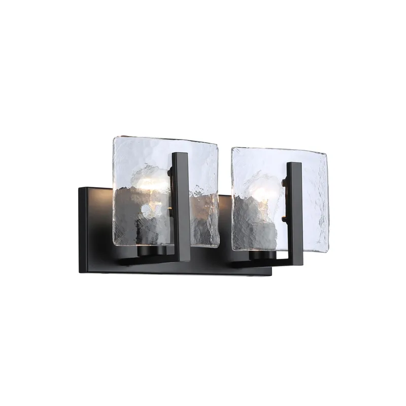 Aenon 2-light Vanity in Matte Black — Golden Lighting LED Wall Lights  