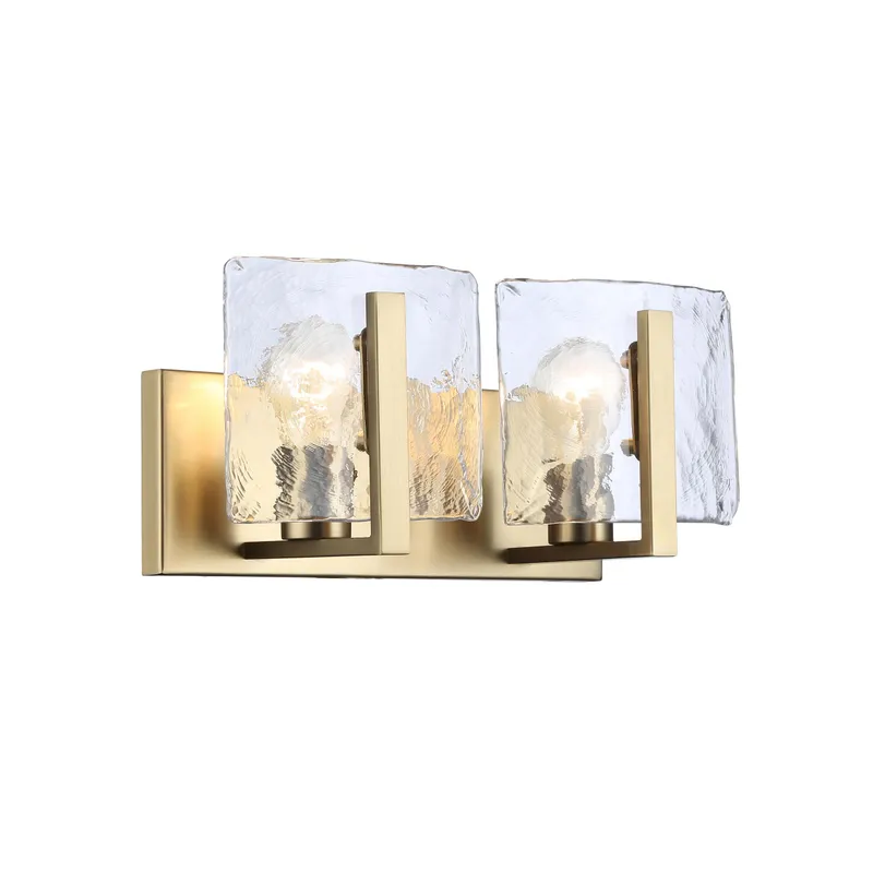 Aenon 2-light Vanity in Brushed Champagne Brass — Golden Lighting LED Wall Lights  
