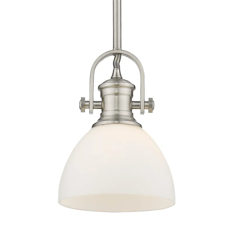 Yep by Golden Lighting Hines 1-light 7in Pendant in Pewter and Opal Glass — Golden Lighting LED Pendant Lights 100.0W 