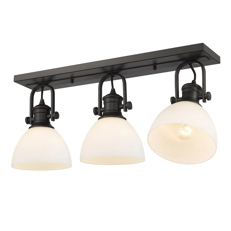 Yep by Golden Lighting Hines 3-light Semi-Flush Mount in Rubbed Bronze and Opal Glass — Golden Lighting LED Ceiling Lights 60.0W 