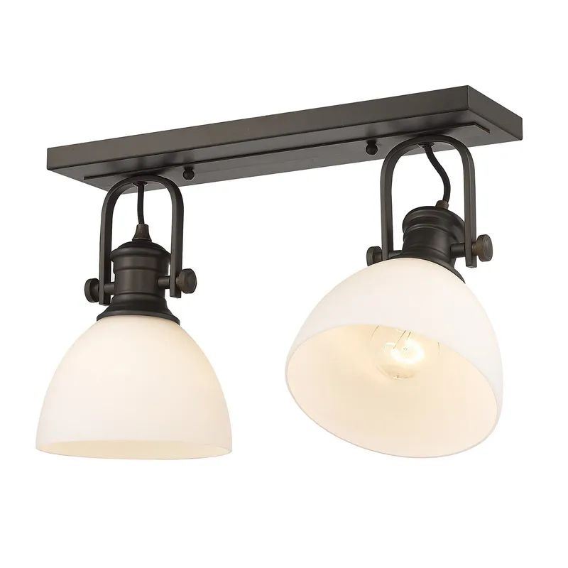 Yep by Golden Lighting Hines 2-light Semi-Flush Mount in Rubbed Bronze and Opal Glass — Golden Lighting LED Ceiling Lights  