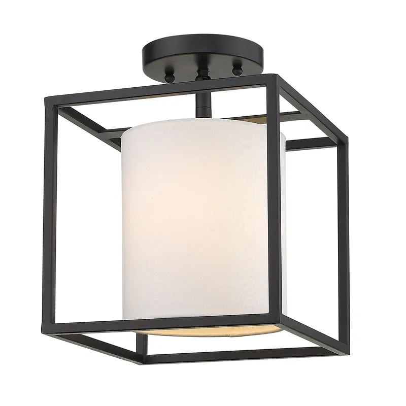 Golden Lighting Manhattan 1-light Semi-Flush Mount in Matte Black — Golden Lighting LED Pendant Lights 60.0W 